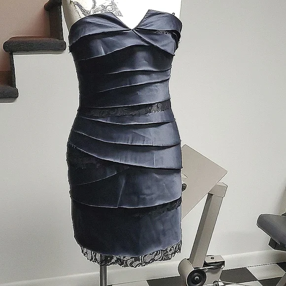 Bcbgeneration Dresses | Bcbgeneration Black Tiered Strapless Cocktail Dress | Color: Black | Size: 6 | Kellijomoore's Closet